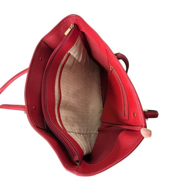 Michael Kors Jet Set Large Tote Bag Saffiano Leather Red - Picture 8 of 12